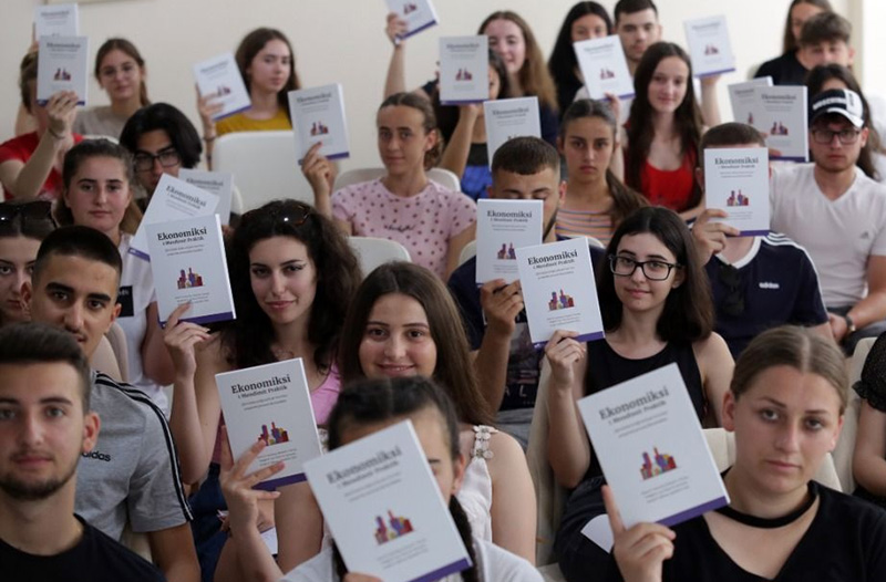 Young people with books